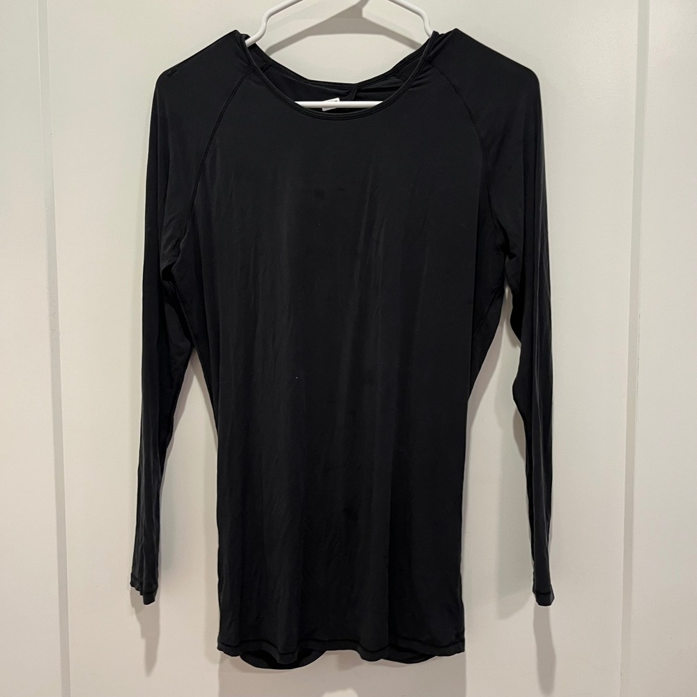 Lululemon Black Long Sleeve Open Back Ruched Active Top Yoga Shirt